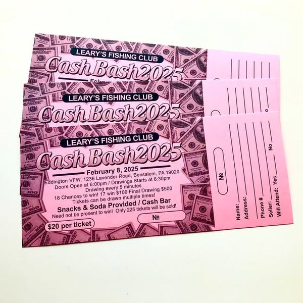 Cash Bash Raffle Tickets printed by Expressway Printing