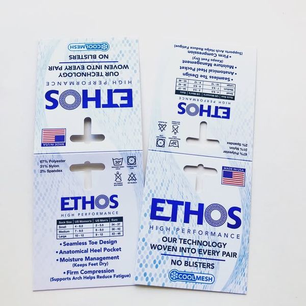 ETHOS Hang Tags printed by Expressway Printing