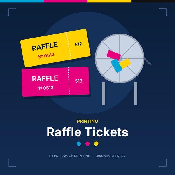 Illustration of raffle tickets by Expressway Printing