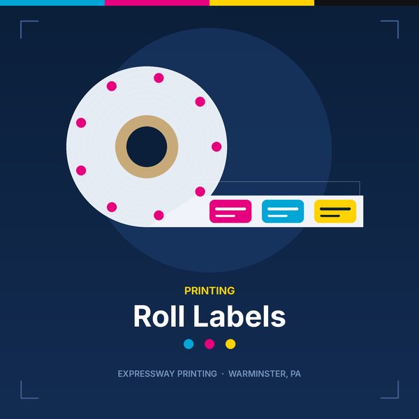 Illustration of roll labels by Expressway Printing