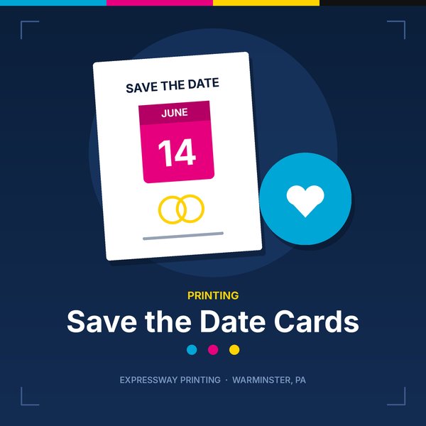 Illustration of save the date cards by Expressway Printing