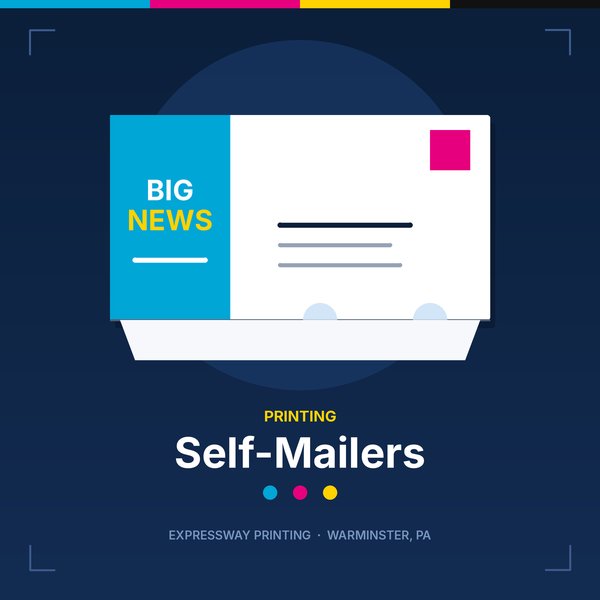 Illustration of self-mailers by Expressway Printing