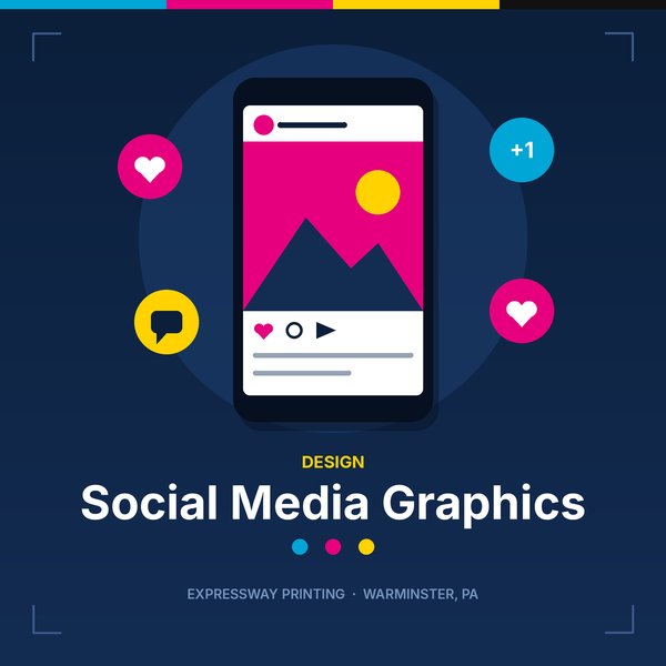 Illustration of social media graphics by Expressway Printing