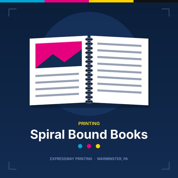 Illustration of spiral bound books by Expressway Printing