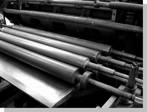 Rollers on a printing press